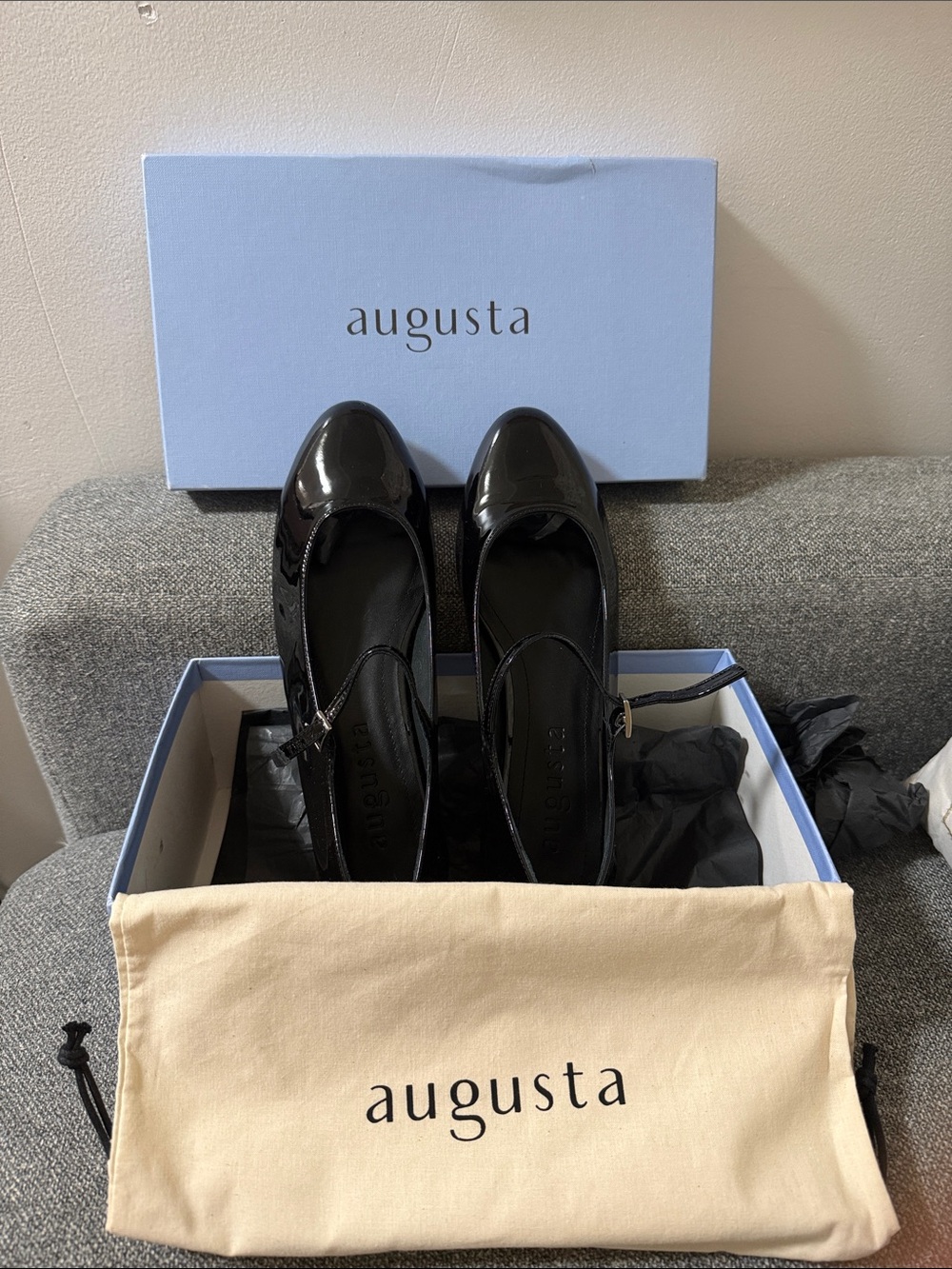 Augusta Women's Black Patent Mary Jane Loafers